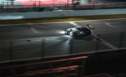 mercedes sports car passing through the start finish line